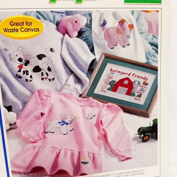 Farm Pals Cross Stitch Leaflet Book Color Charts 30603 1992 Lamb Barn Pig Calf - Picture 2 of 6